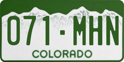 CO license plate 071MHN