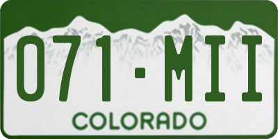 CO license plate 071MII