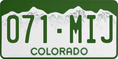 CO license plate 071MIJ