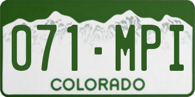 CO license plate 071MPI