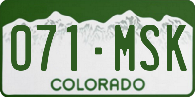 CO license plate 071MSK