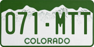 CO license plate 071MTT