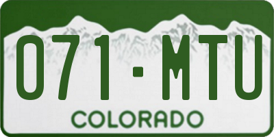 CO license plate 071MTU