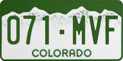 CO license plate 071MVF