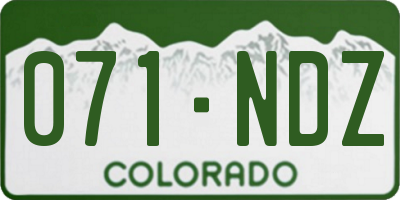 CO license plate 071NDZ
