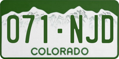 CO license plate 071NJD