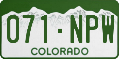 CO license plate 071NPW
