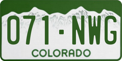 CO license plate 071NWG