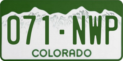 CO license plate 071NWP