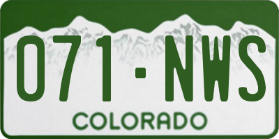 CO license plate 071NWS
