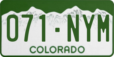 CO license plate 071NYM