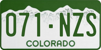 CO license plate 071NZS
