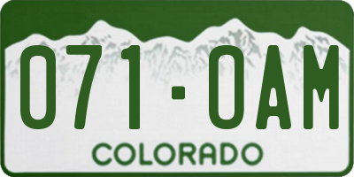 CO license plate 071OAM