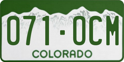 CO license plate 071OCM