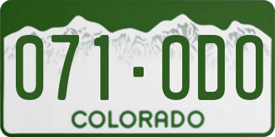 CO license plate 071ODO