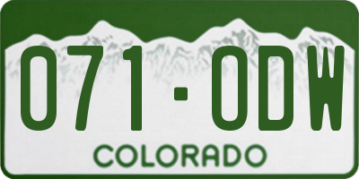 CO license plate 071ODW