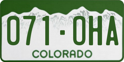 CO license plate 071OHA