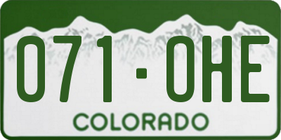 CO license plate 071OHE