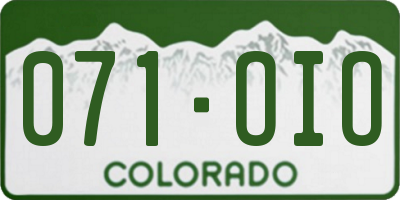 CO license plate 071OIO