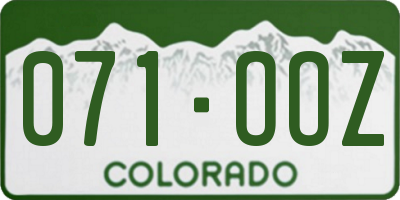 CO license plate 071OOZ