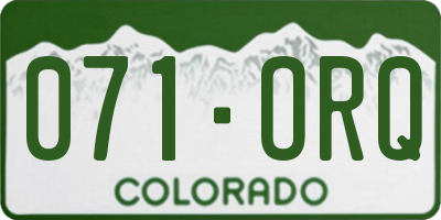 CO license plate 071ORQ