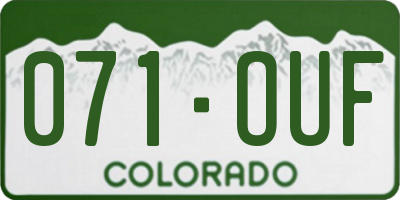 CO license plate 071OUF