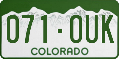 CO license plate 071OUK