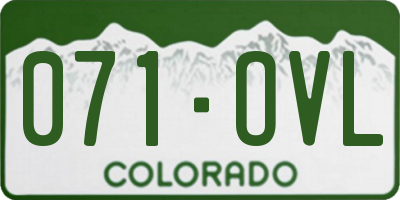 CO license plate 071OVL