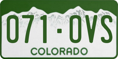 CO license plate 071OVS