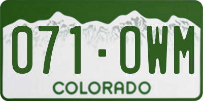 CO license plate 071OWM