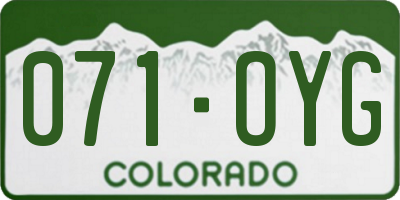 CO license plate 071OYG