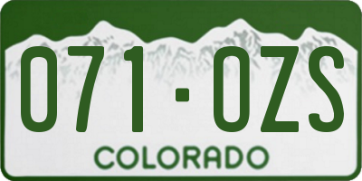 CO license plate 071OZS