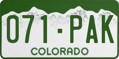 CO license plate 071PAK