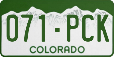 CO license plate 071PCK