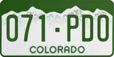 CO license plate 071PDO