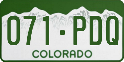 CO license plate 071PDQ