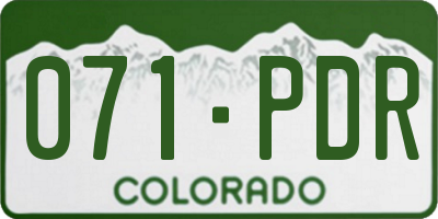 CO license plate 071PDR
