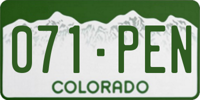 CO license plate 071PEN