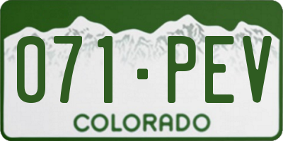 CO license plate 071PEV