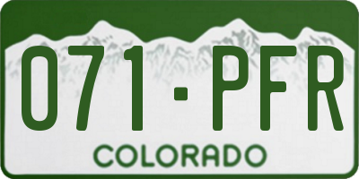 CO license plate 071PFR