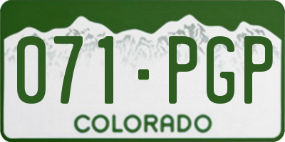 CO license plate 071PGP
