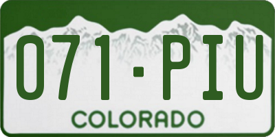 CO license plate 071PIU