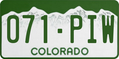 CO license plate 071PIW