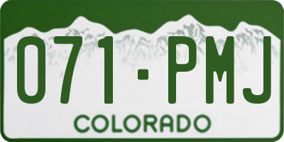 CO license plate 071PMJ