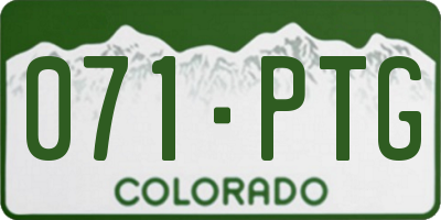 CO license plate 071PTG