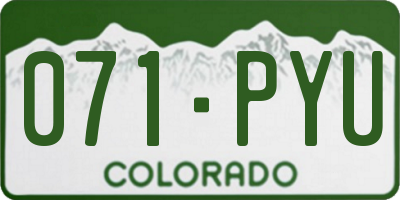 CO license plate 071PYU
