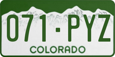 CO license plate 071PYZ