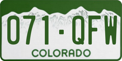 CO license plate 071QFW