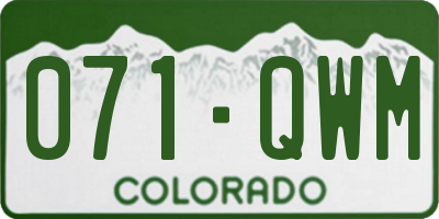 CO license plate 071QWM