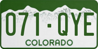 CO license plate 071QYE